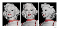 Kunstdruk Marilyn Monroe - Red Dress Triptych 100x50cm