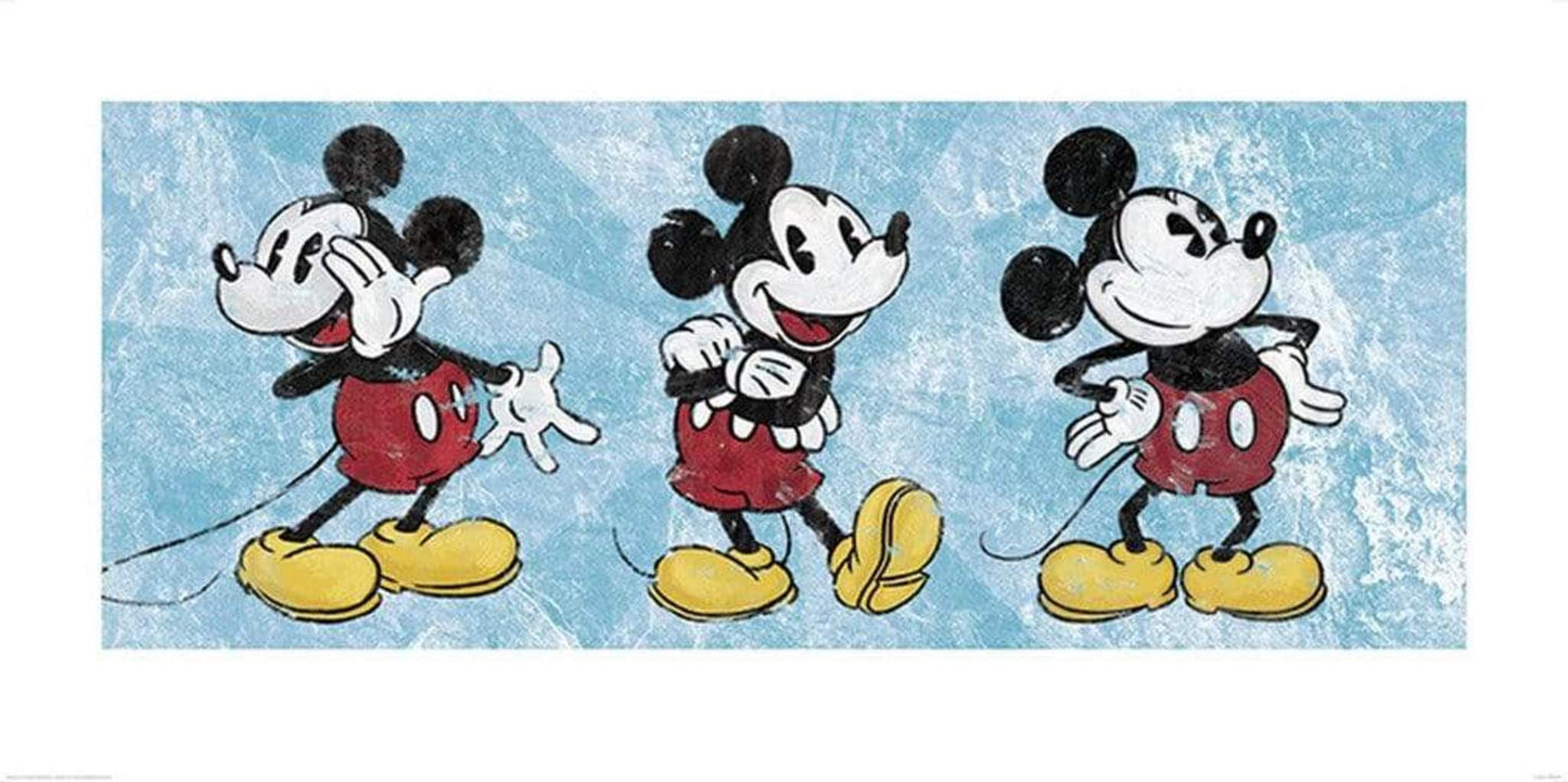 Kunstdruk Mickey Mouse - Squeaky Chic Triptych 100x50cm