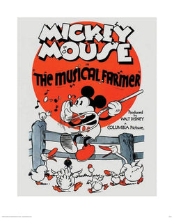 Kunstdruk Mickey Mouse - The Musical Farmer 40x50cm