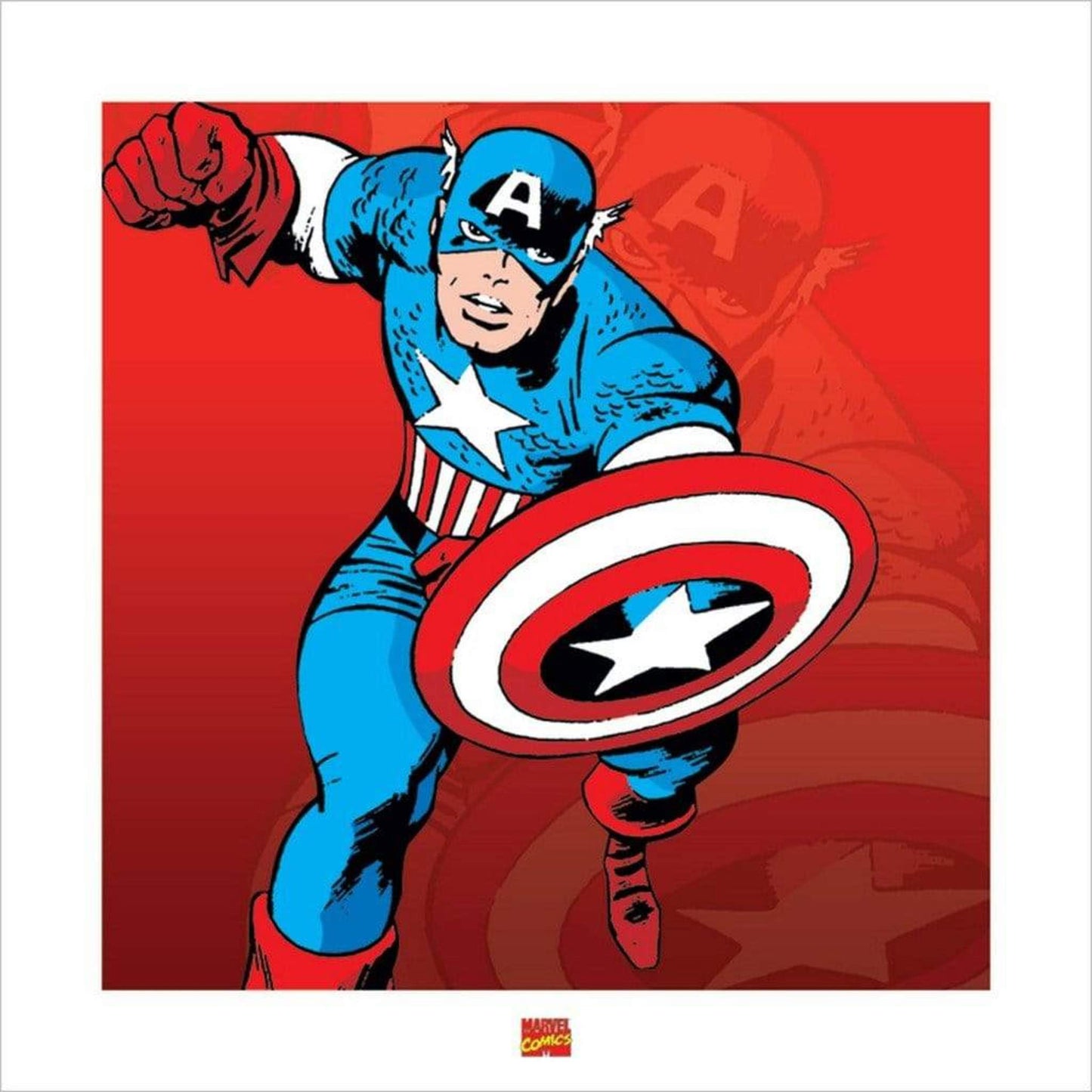 Kunstdruk Captain America - Marvel Comics 40x40cm