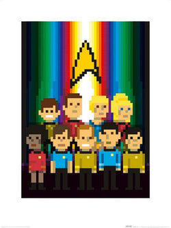 Kunstdruk Star Trek - Trexels Original Crew 60x80cm