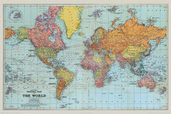 Poster Stanfords General Map of the World Colour 91,5x61cm