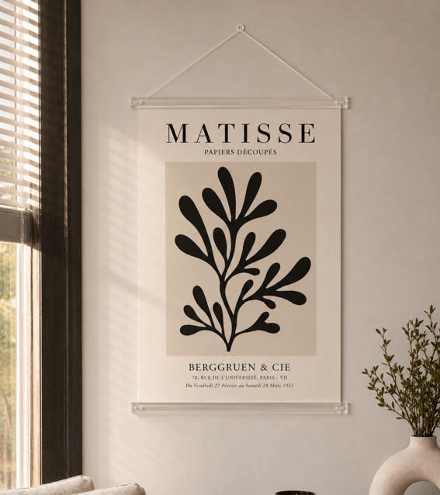 Posterhanger 40cm Transparant - Posterstrips met Ophangoog