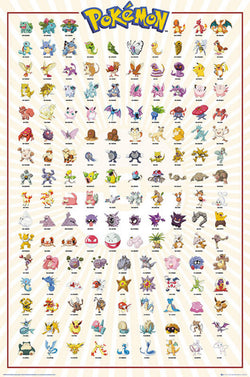 Poster Pokémon Kanto 151 - Franse Namen - 61x91,5 cm