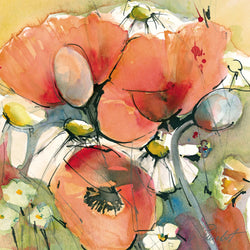 Kunstdruk Marta Peuckert - Mohn und Margeriten 21x21cm
