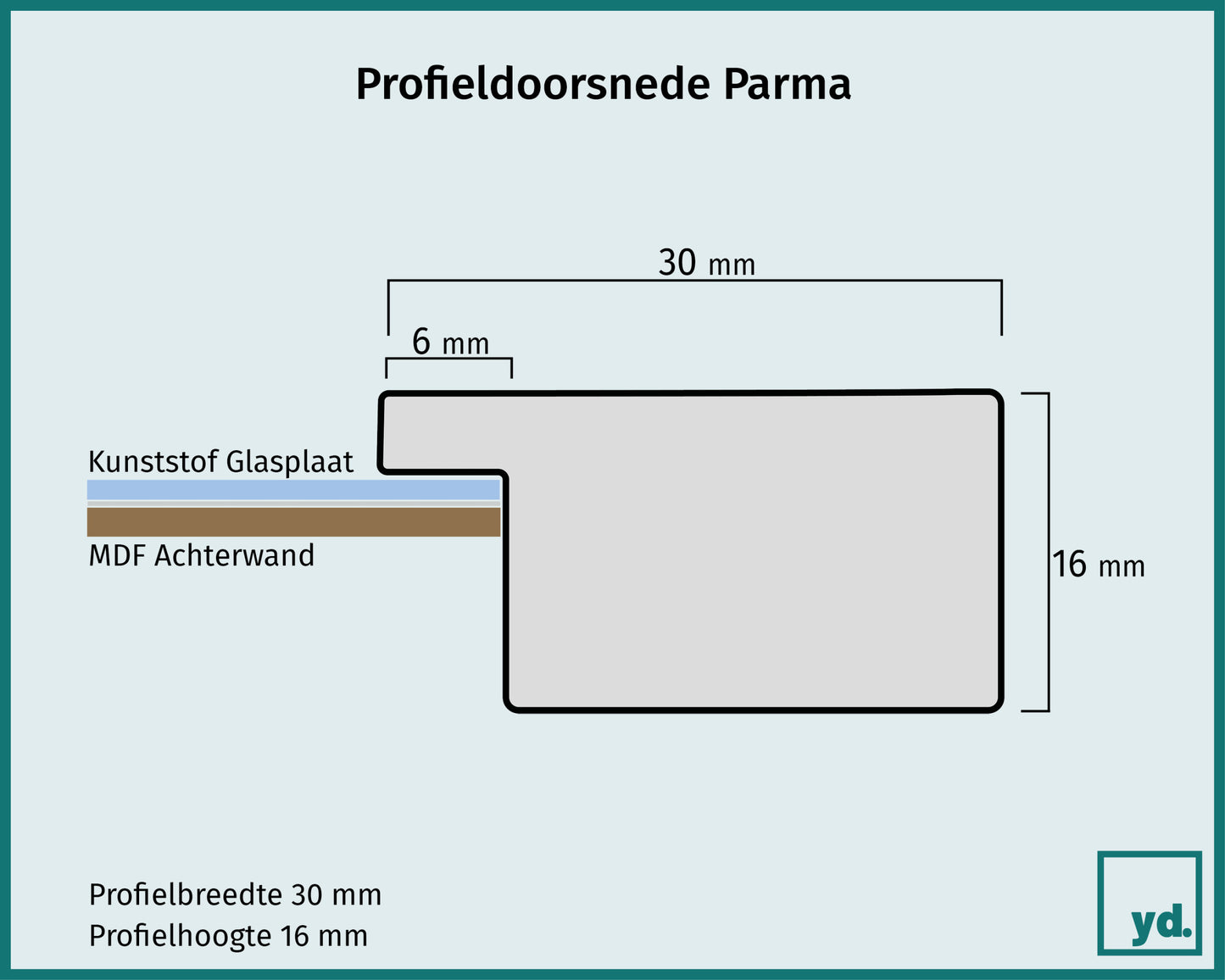 Posterkader 60x80cm Zilver Mat MDF Parma