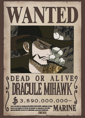 Poster One Piece Wanted Mihawk Wano 38x52cm