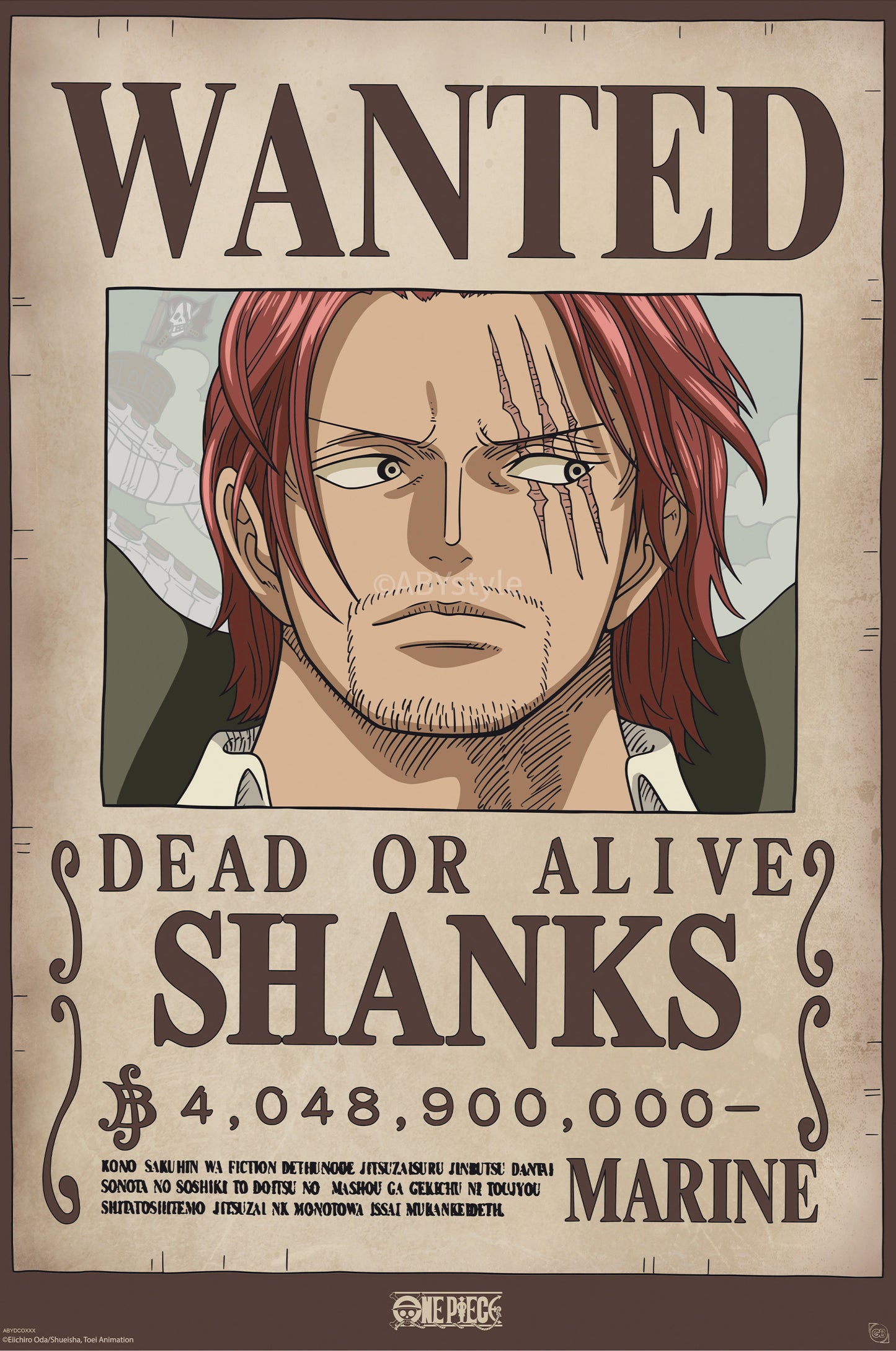 Poster One Piece Wanted Shanks Wano 38x52cm