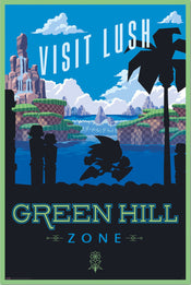 Poster Sonic The Hedgehog Visit Lush Green Hill Zone 61x91,5cm