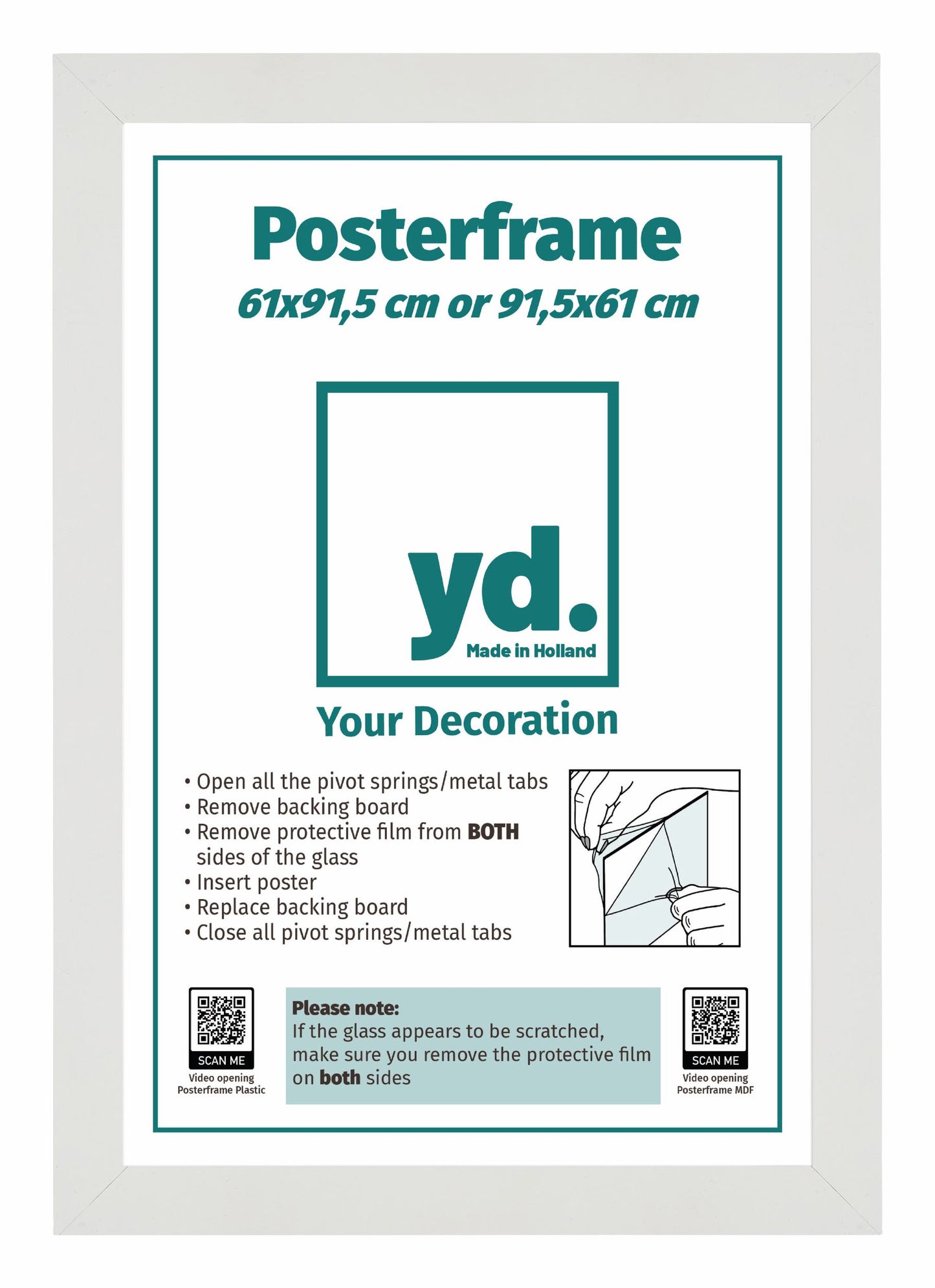 Posterkader 61x91,5cm Wit Mat MDF Parma