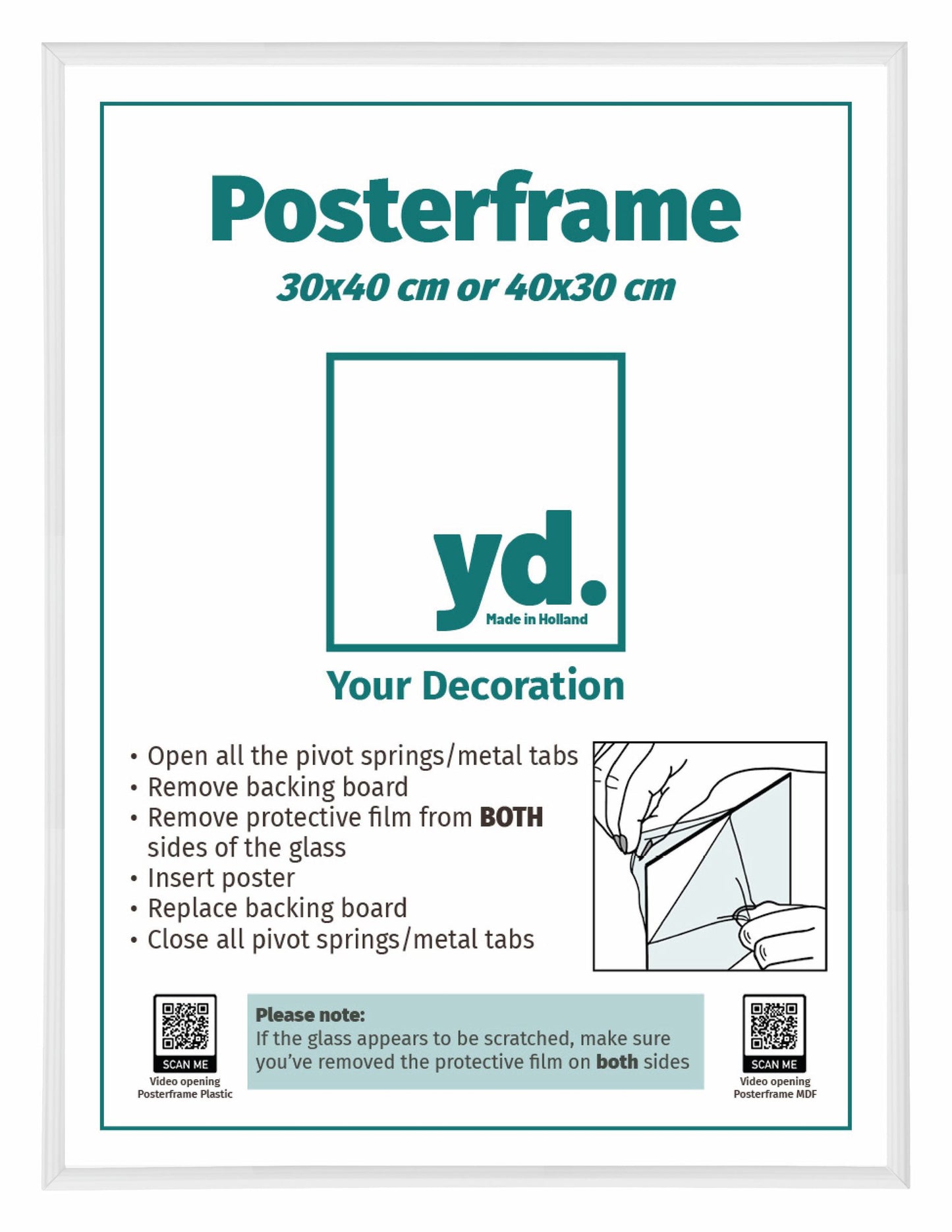 Posterkader 30x40cm Wit Hoogglans Kunststof Paris