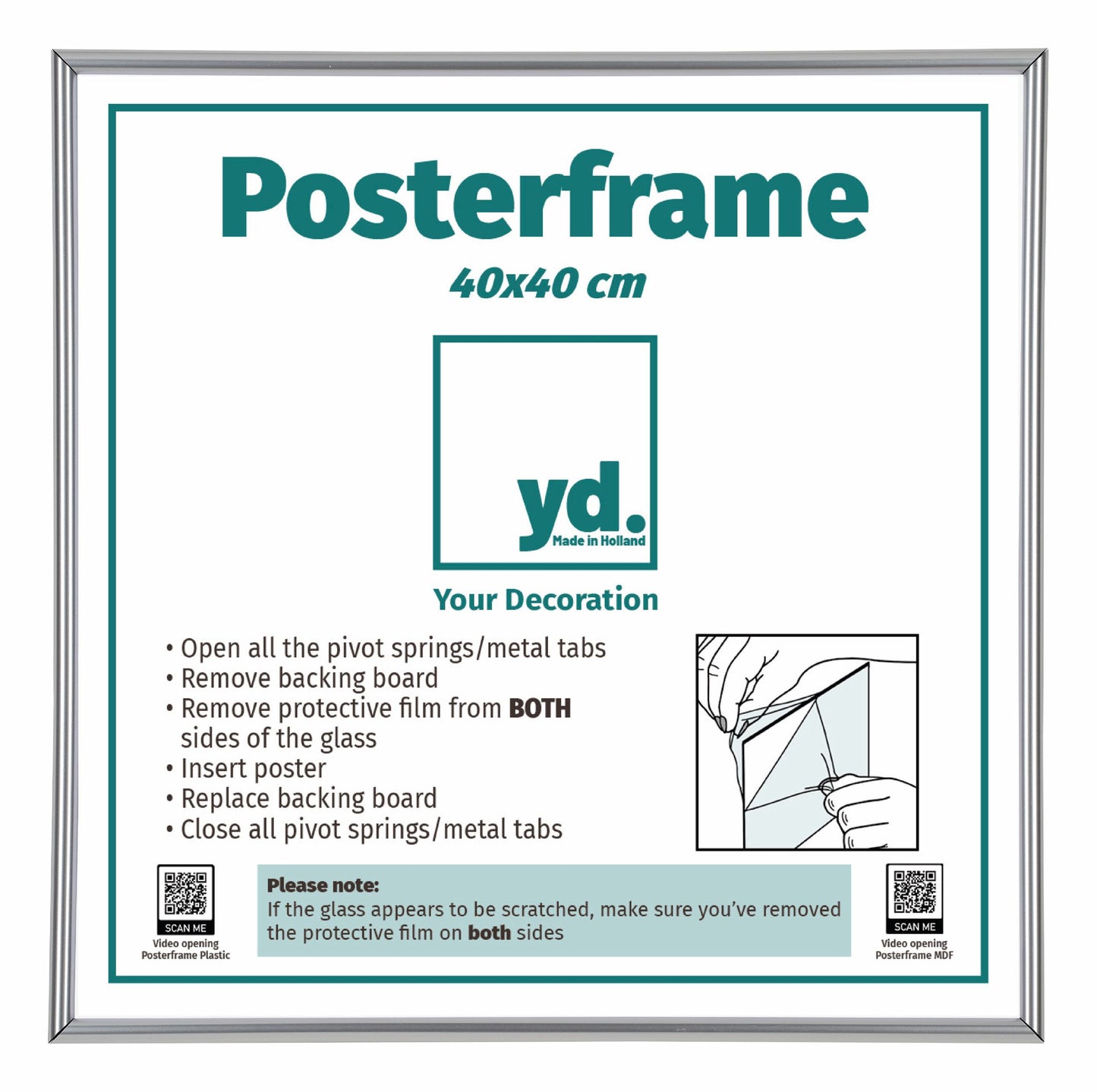 Posterkader 40x40cm Zilver Hoogglans Kunststof Paris