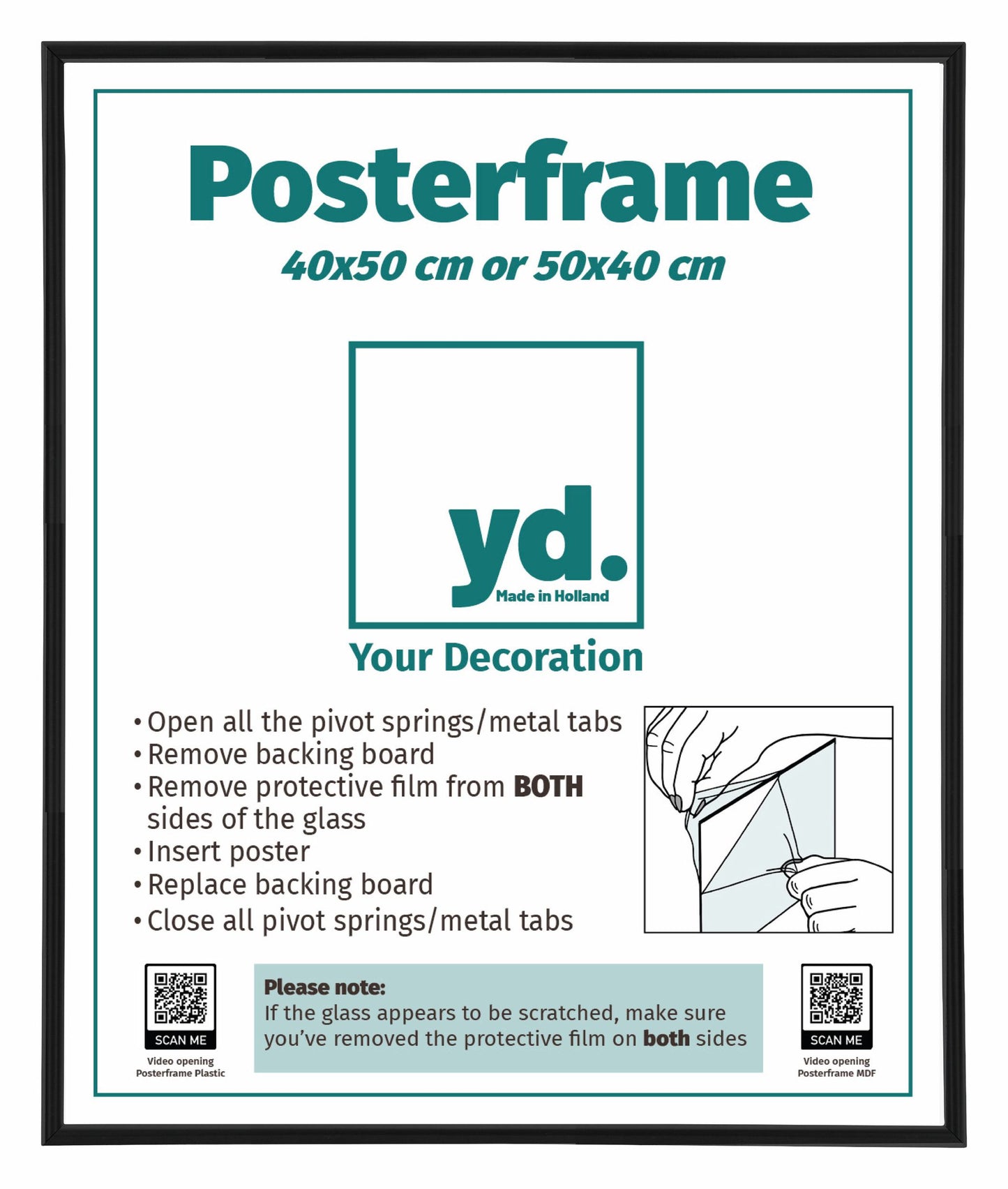 Posterkader 40x50cm Zwart Mat Kunststof Paris