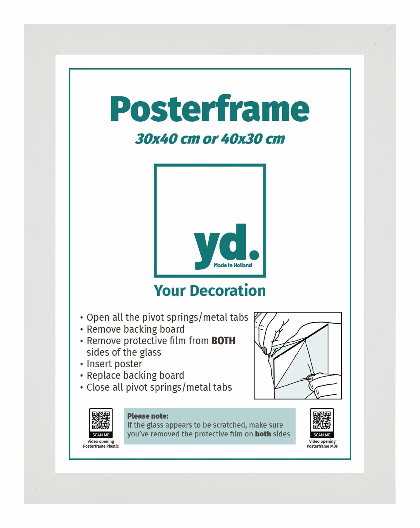Posterkader 30x40cm Wit Mat MDF Parma