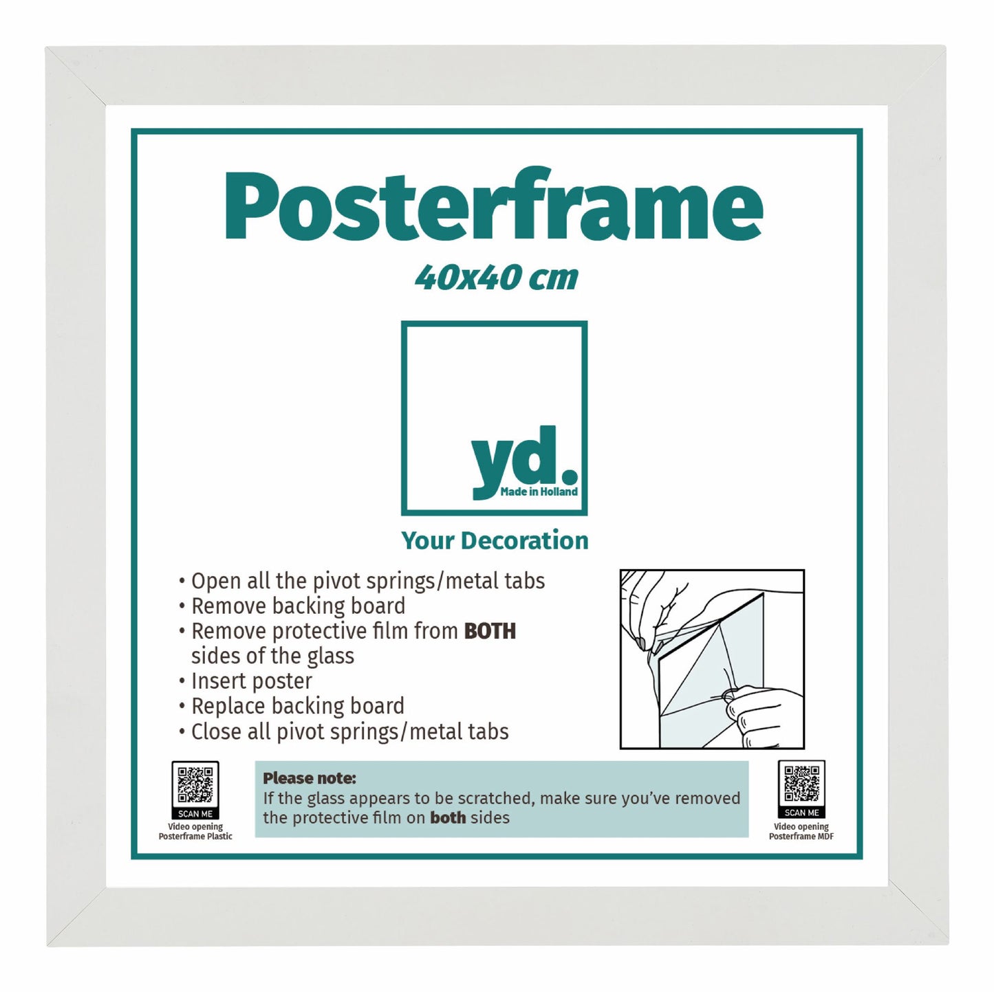 Posterkader 40x40cm Wit Mat MDF Parma
