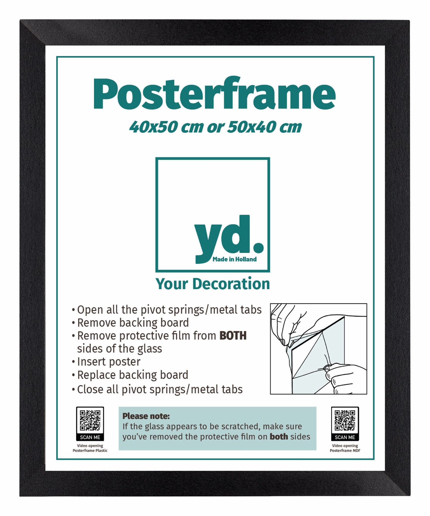 Posterkader 40x50cm Zwart Mat MDF Parma