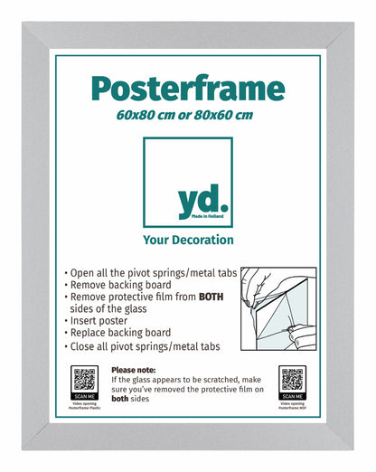 Posterkader 60x80cm Zilver Mat MDF Parma