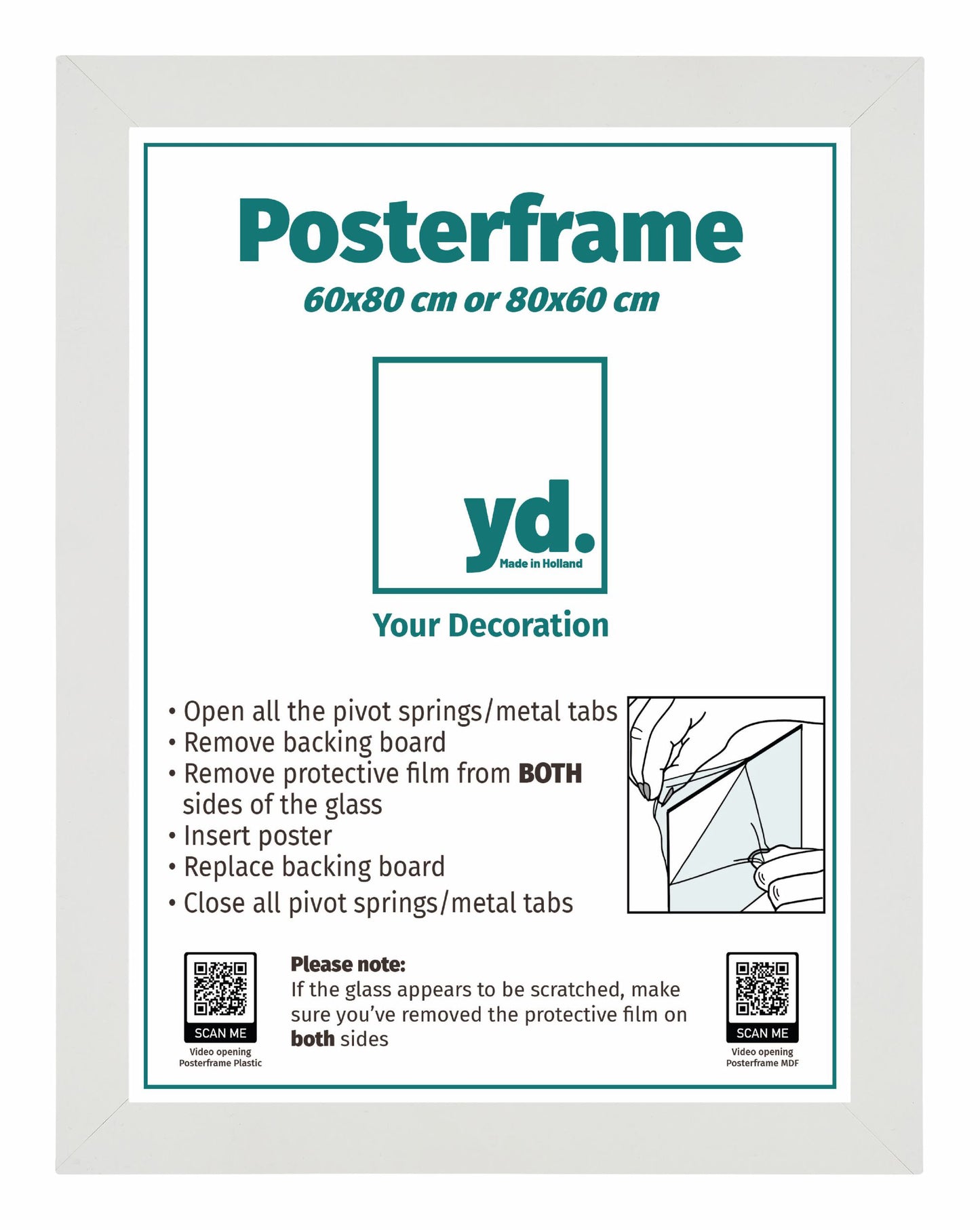 Posterkader 60x80cm Wit Mat MDF Parma