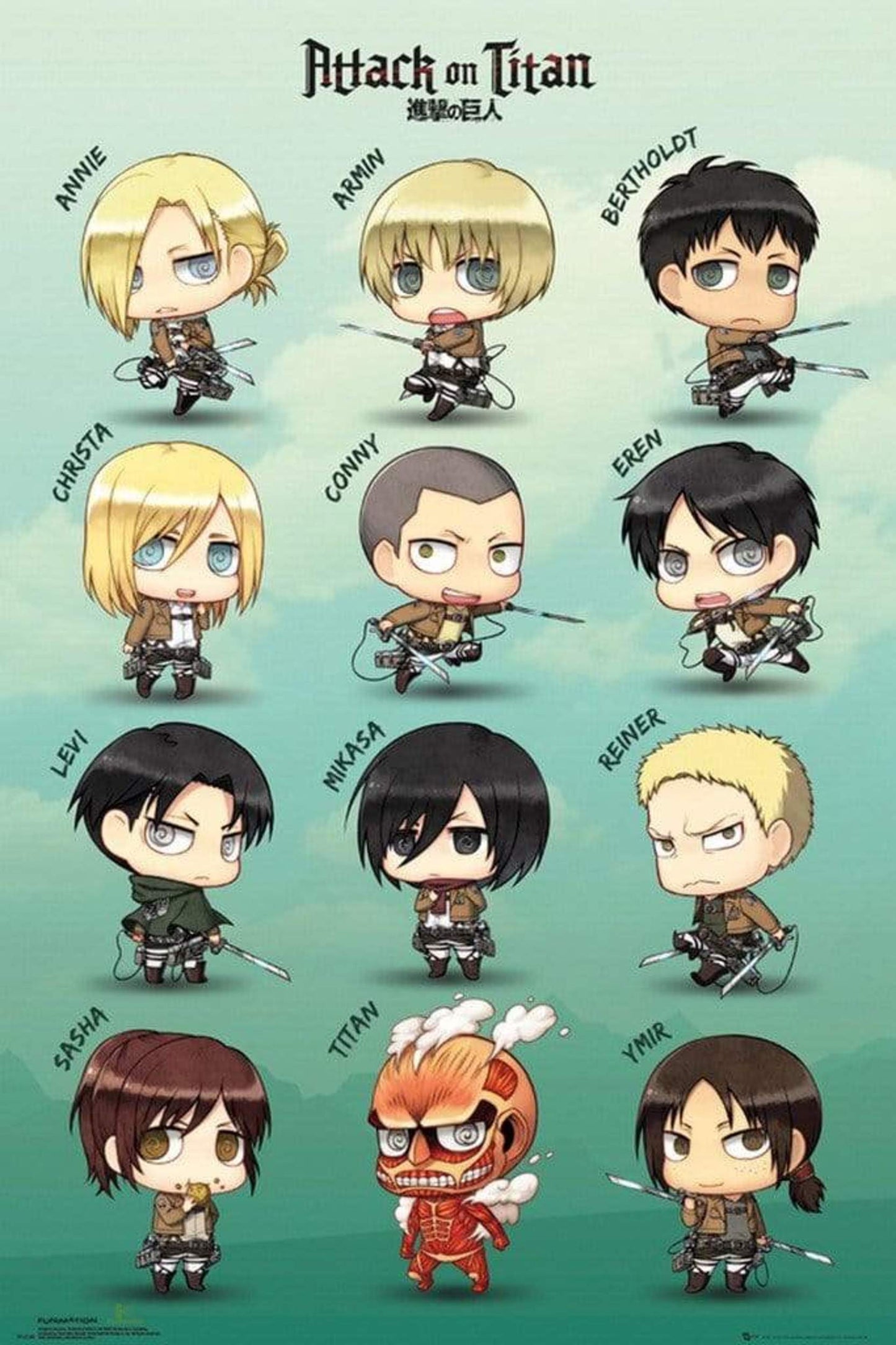 Poster Attack on Titan Chibi Characters 61x91,5cm