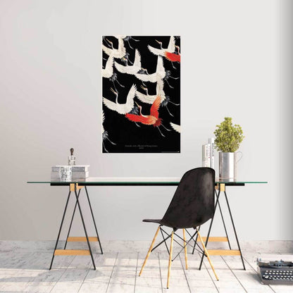 Poster Furisode With A Myriad Of Flying Cranes 61x91,5cm