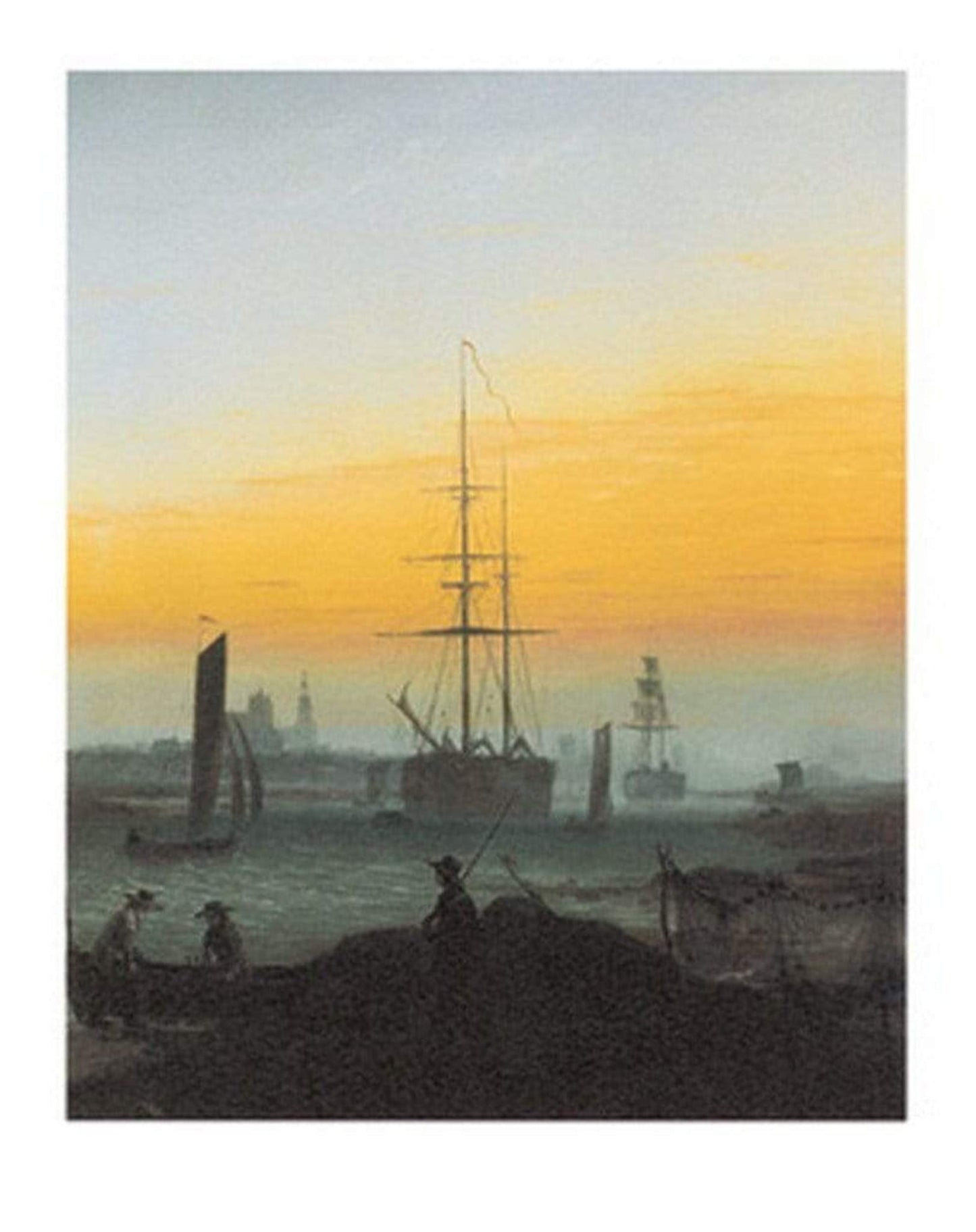 Kunstdruk Caspar David Friedrich - Der Greifswalder Hafen 30x40cm