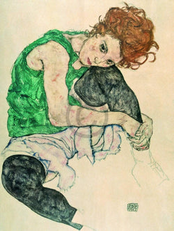 Kunstdruk Egon Schiele - Sitzende Frau mit hochgezogenen 60x80cm
