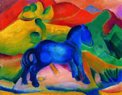 Kunstdruk Franz Marc - Blaues Pferdchen 90x70cm