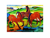 Kunstdruk Franz Marc - Die großen roten Pferde 71x56cm