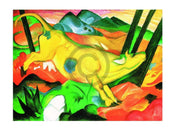Kunstdruk Franz Marc - Gelbe Kuh 80x60cm