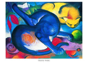 Kunstdruk Franz Marc - Zwei Katzen blau und gelb 70x50cm