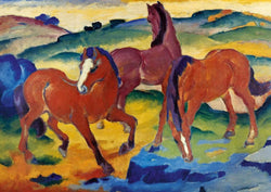 Kunstdruk Franz Marc - Die roten Pferde 29.7x21cm