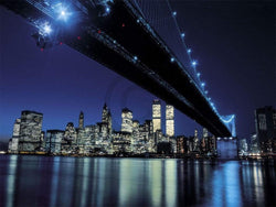 Kunstdruk Henri Silberman - Brooklyn Bridge at Night 80x60cm