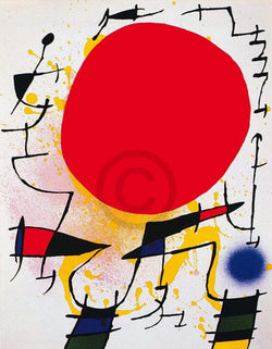 Kunstdruk Joan Miro - Le soleil rouge 60x80cm