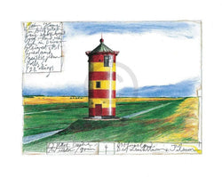 Kunstdruk Sabine Gerke - Der Leuchtturm von Pilsum 30x24cm