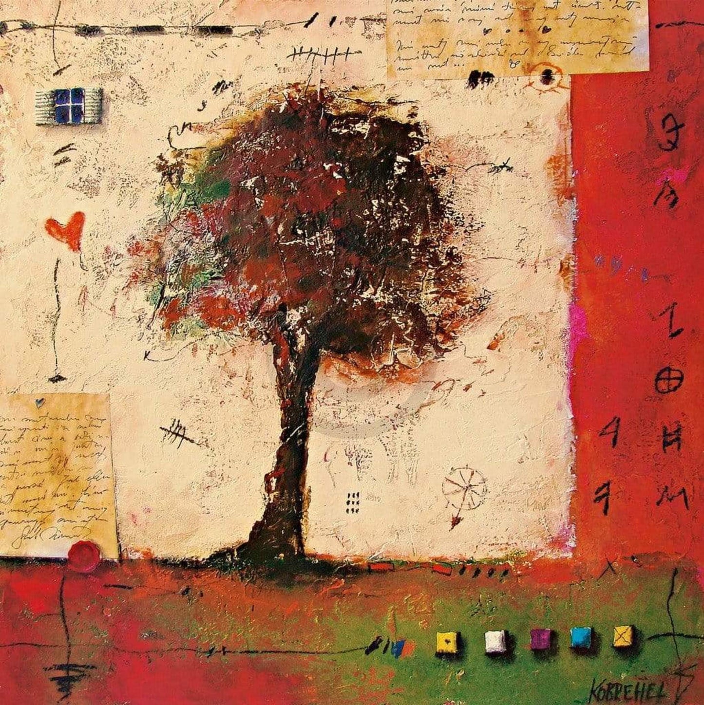 Kunstdruk Sonja Kobrehel - Tree II 70x70cm