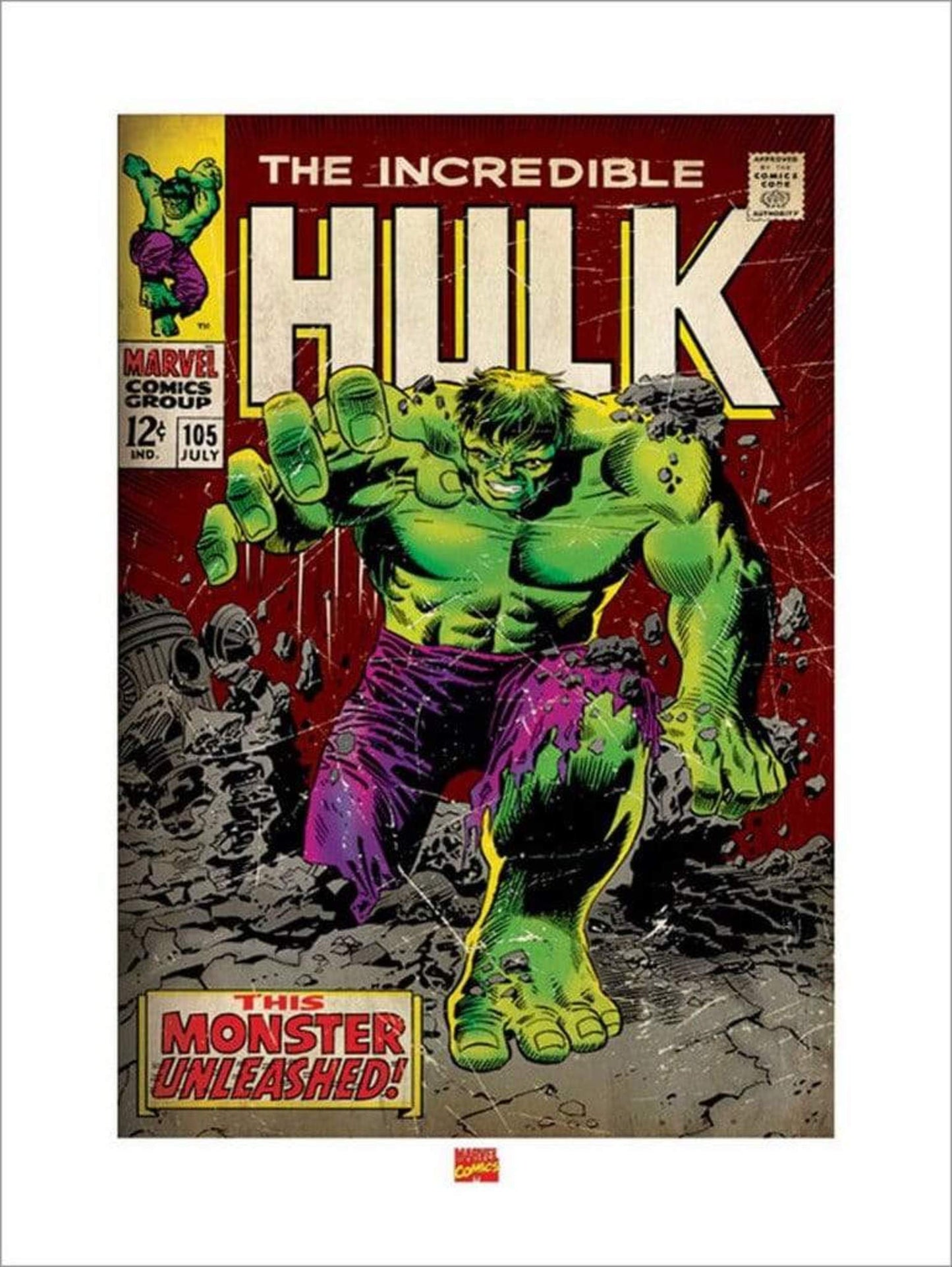 Kunstdruk Incredible Hulk Monster Unleashed 60x80cm