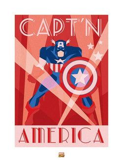 Kunstdruk Marvel Deco Captain America 60x80cm