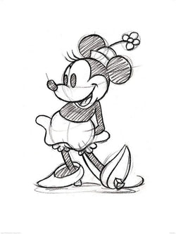 Kunstdruk Minnie Mouse Sketched Single 60x80cm