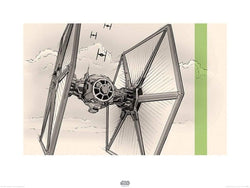Kunstdruk Star Wars Episode VII TIE Fighter Pencil Art 80x60cm