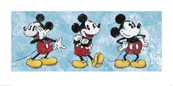 Kunstdruk Mickey Mouse Squeaky Chic Triptych 100x50cm