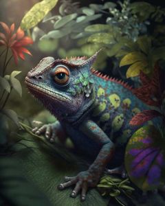 Jungle Chameleon Art Print 40x50cm