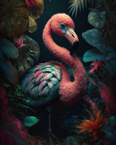 Baby Jungle Flamingo Art Print 40x50cm
