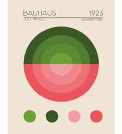 Bauhaus Green-Pink Circle Kunstdruk 40x50cm