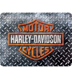 Harley Davidson Diamond Plate Metalen Wandplaat 15x20cm