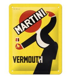 Martini Vermouth Waiter Yellow Metalen Wandplaat 15x20cm