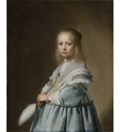 Schilderij Portret Van Een Meisje In Het Blauw van Johannes Verspronck op maat gemaakt