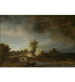 Landschap met stenen brug van Rembrandt van Rijn op maat gemaakt