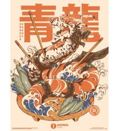 Ilustrata Dragon Sushi Art Print 30x40cm