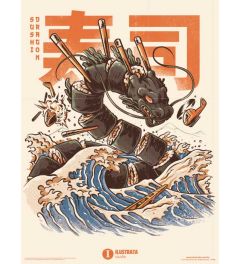 Ilustrata Sushi Dragon Art Print 30x40cm