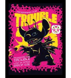Ingelijste Poster Stitch Comic Trouble 30x40cm
